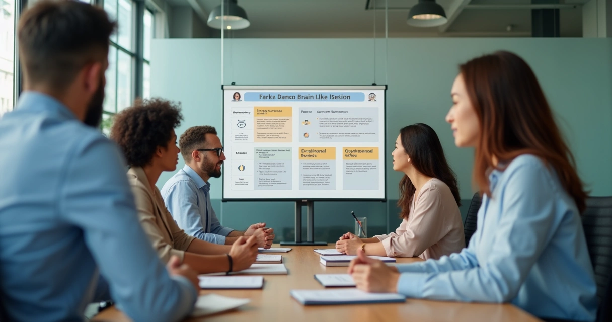 Líder e equipe observando indicadores comportamentais em reunião 