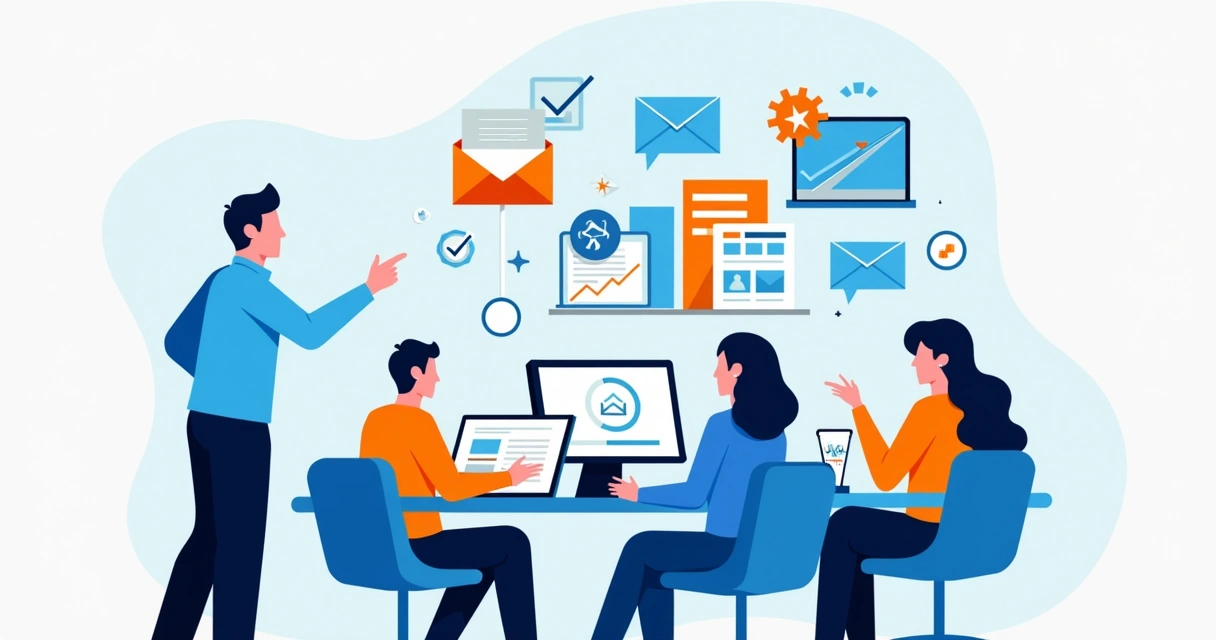 Equipe avaliando critérios para plataforma de engajamento