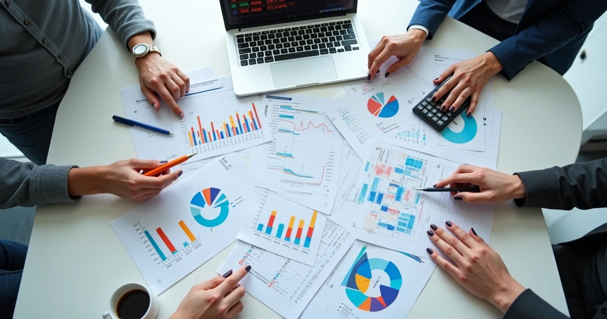 Pessoa analisando gráficos e demonstrativos financeiros de provedor de internet 