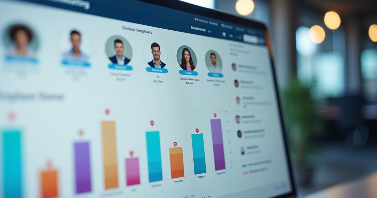 Painel digital mostrando progresso de onboarding corporativo