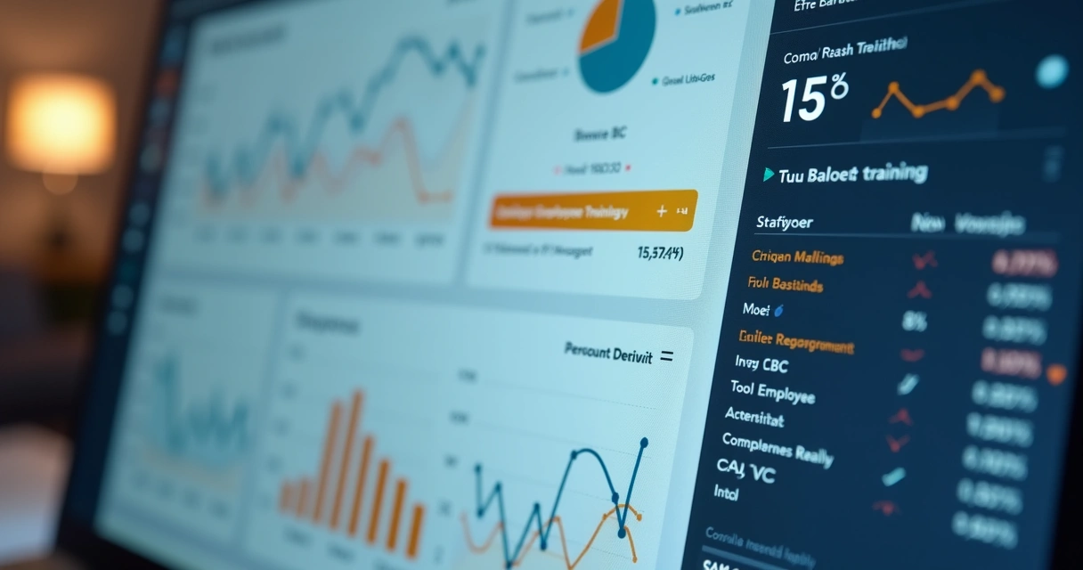 Dashboard de desempenho de colaborador em tela de computador 
