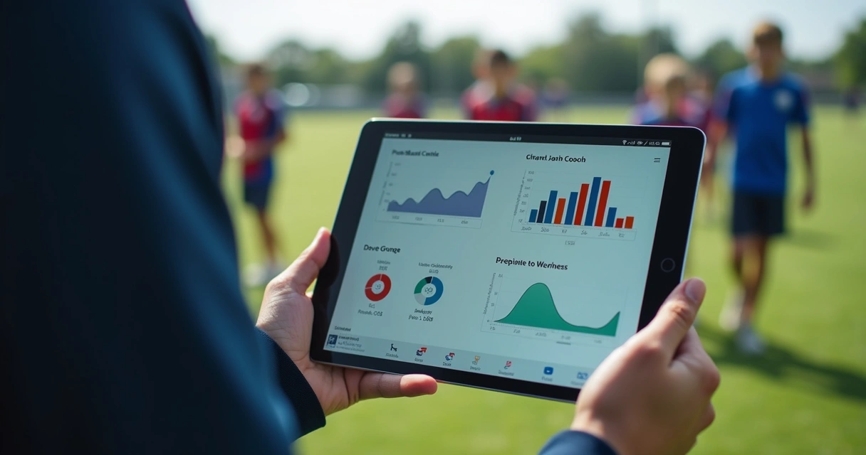 Treinador avaliando desempenho do aluno por aplicativo