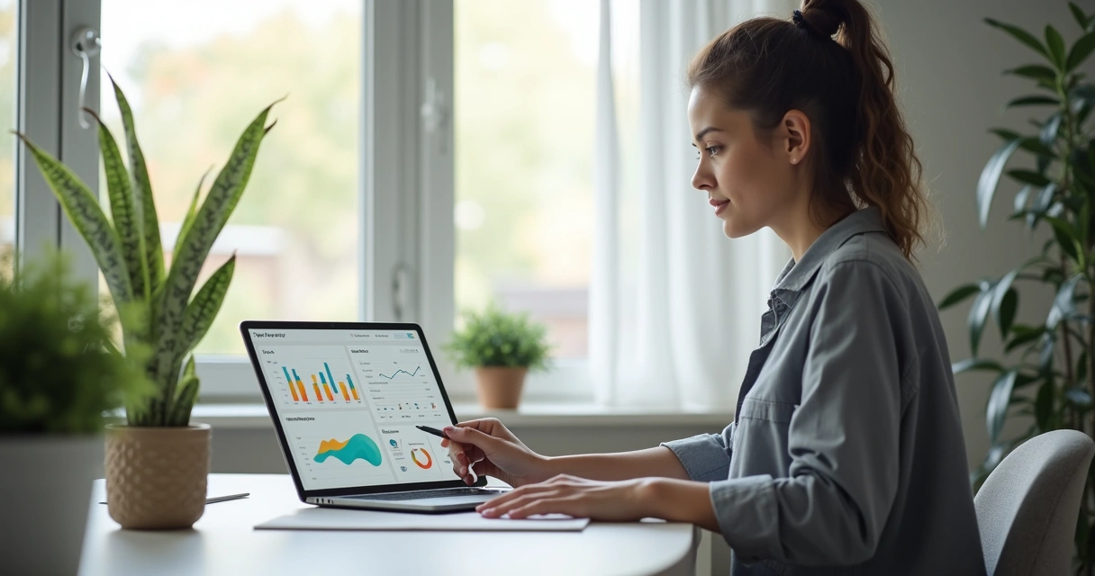 Pessoa analisando gráficos no tablet sobre emoções e autoconhecimento 