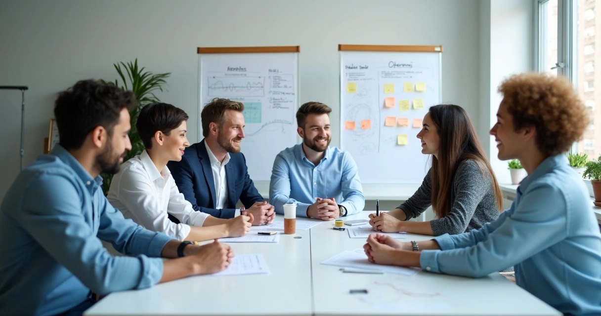 Avaliação de equipe de startup em reunião 