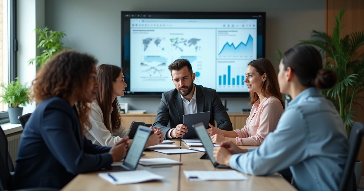 Equipe avaliando ambiente de trabalho para riscos psicossociais 