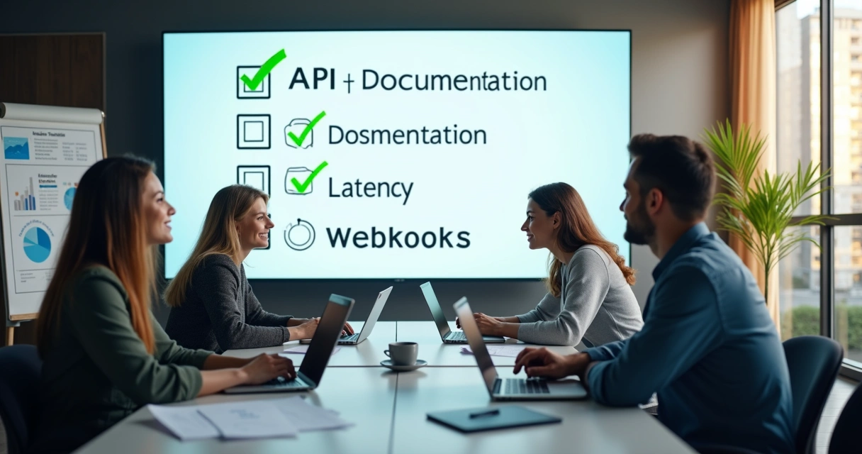 Equipe avaliando critérios de integração ERP e agentes de IA 
