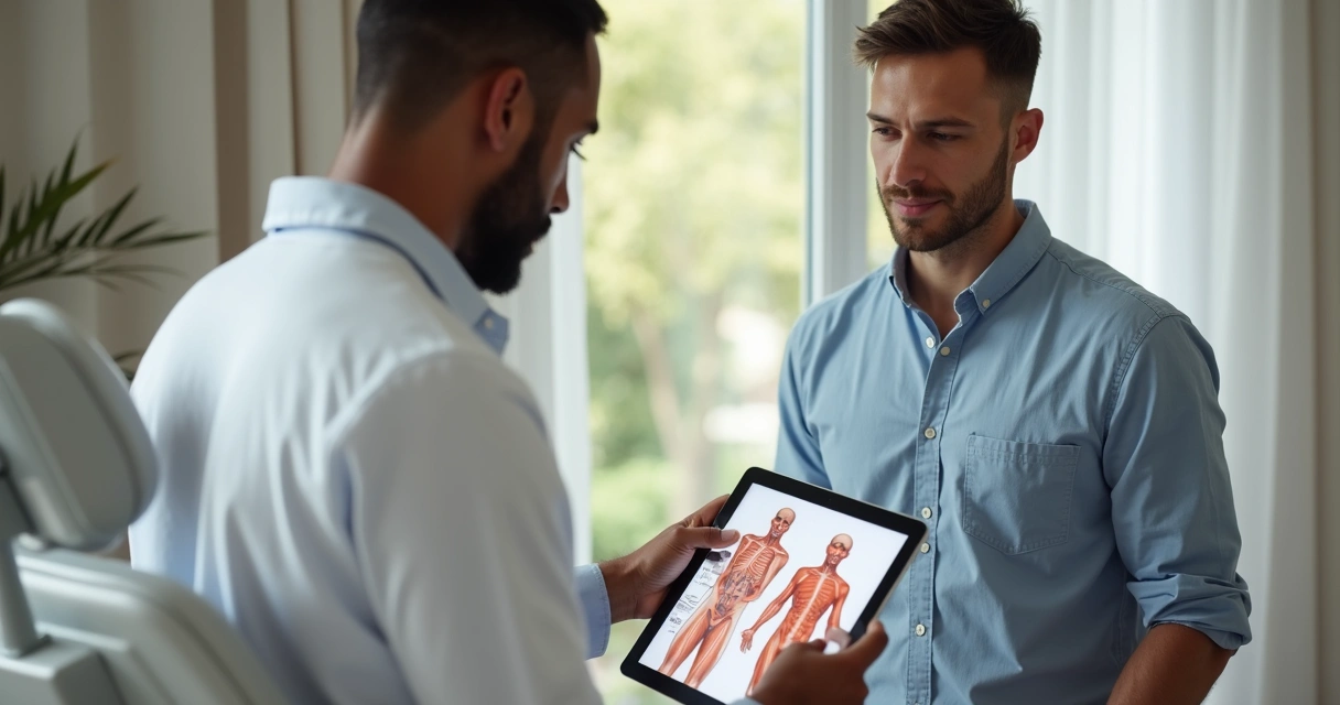 Avaliação estética masculina em consultório reservado