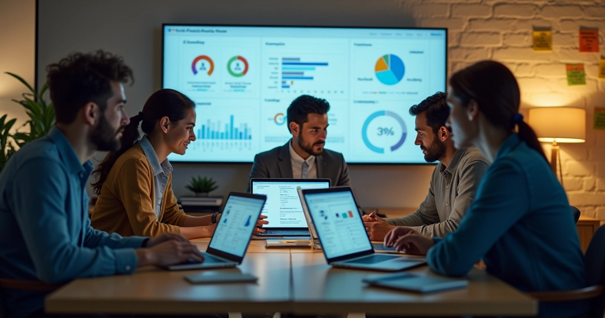 Pessoas reunidas ao redor de laptops avaliando comportamentos éticos online