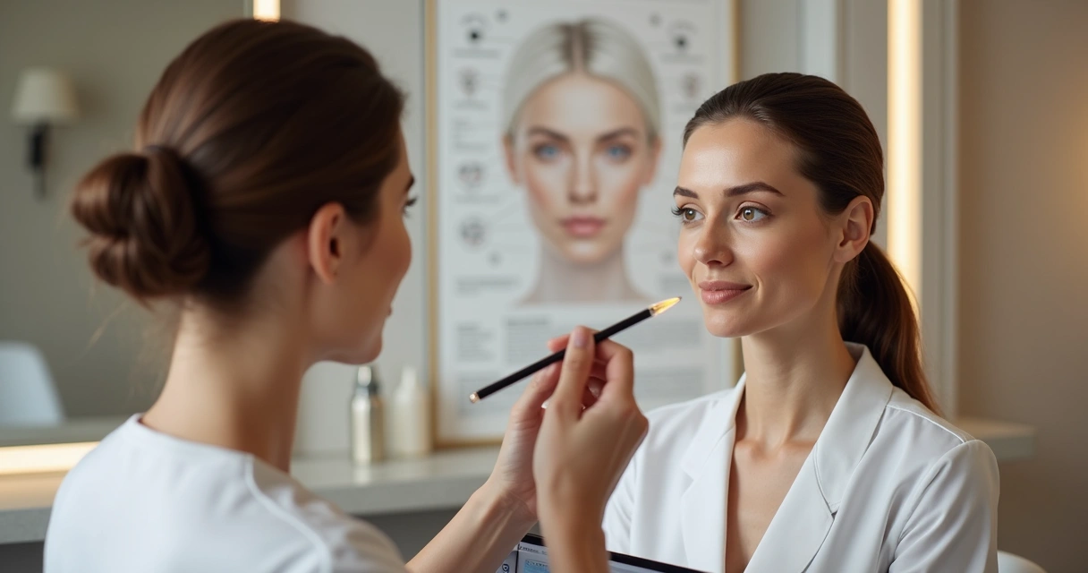 Avaliação facial clínica antes de procedimento estético