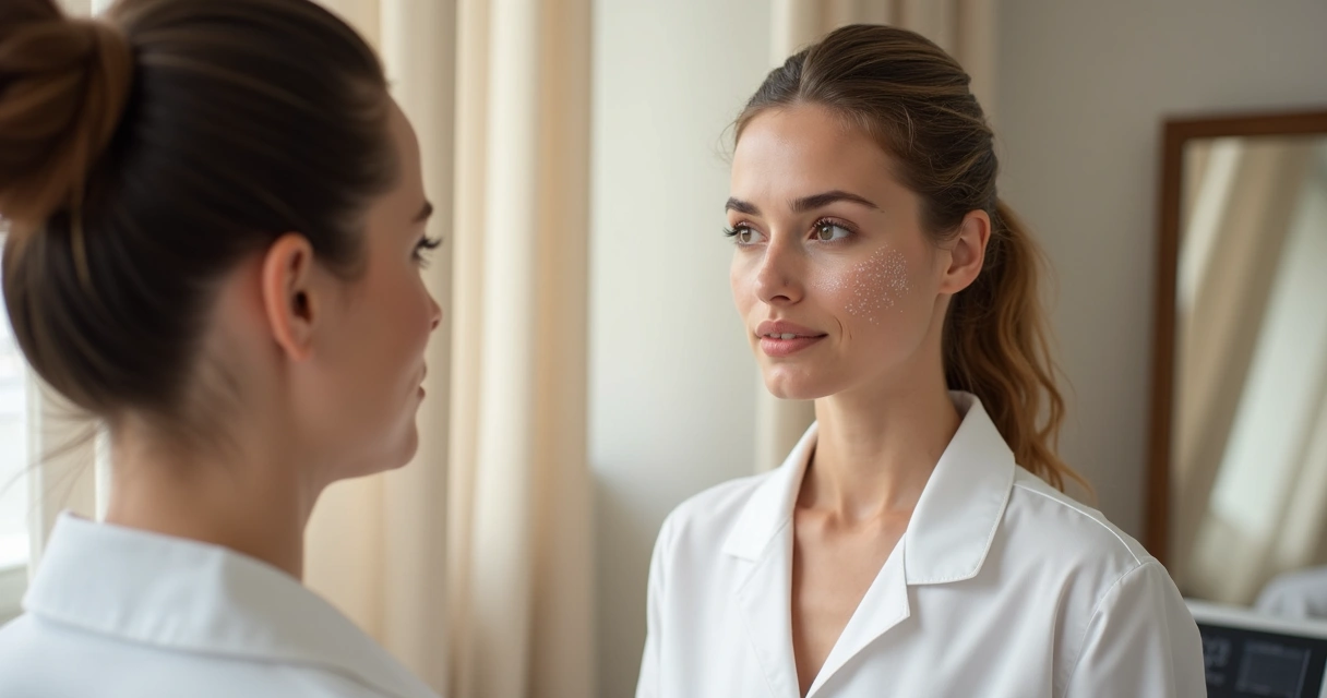 Avaliação facial clínica com marcações anatômicas no rosto