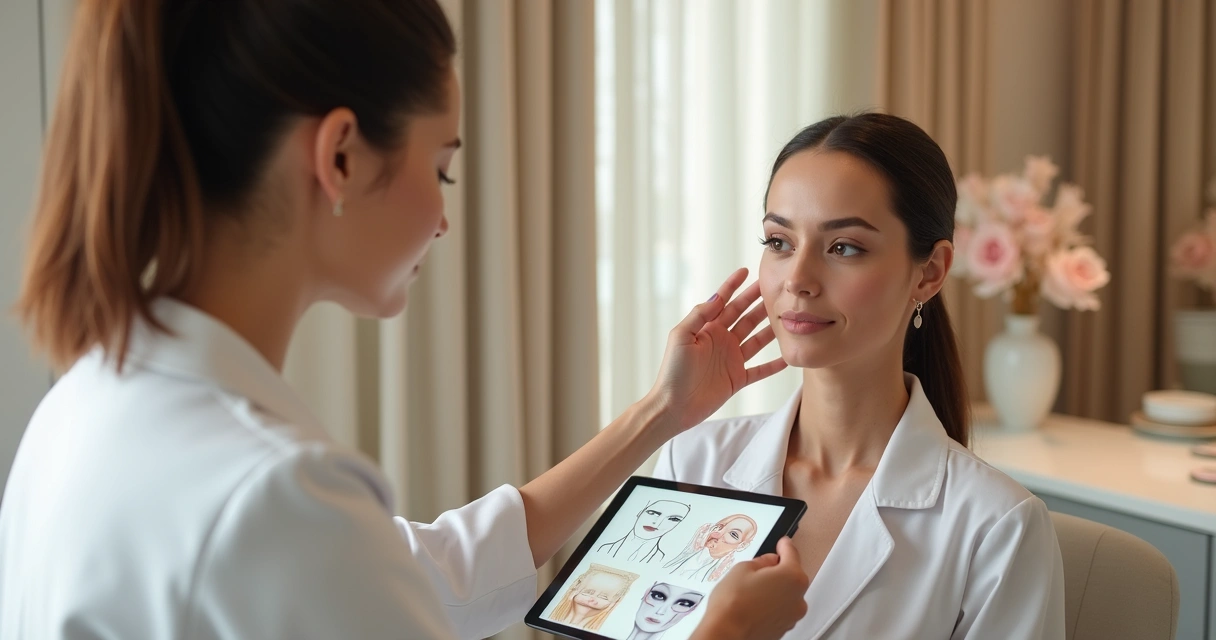 Avaliação facial em consultório estético 