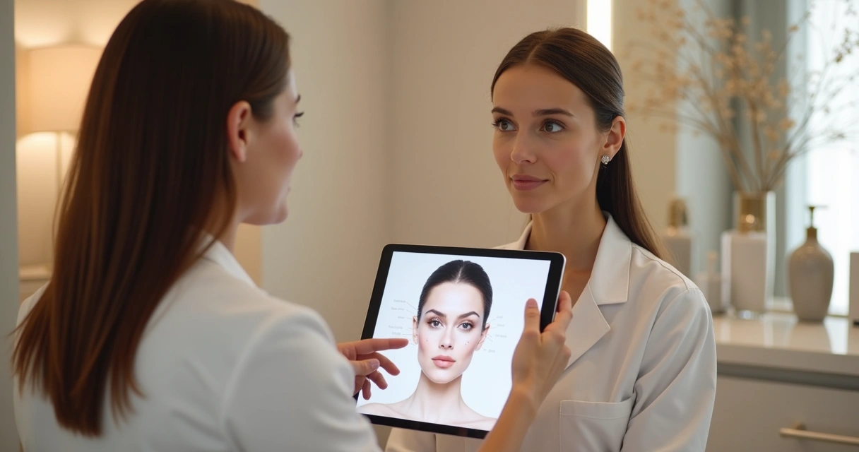 Avaliação facial em consulta estética 