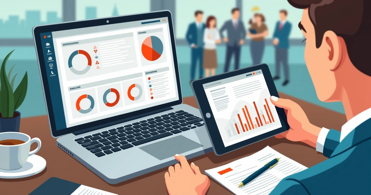 Gestor analisando avaliações e feedbacks do time em plataforma digital