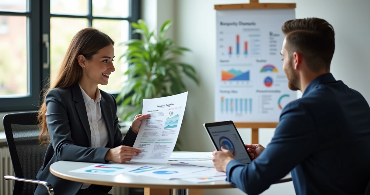 Profissional apresentando diagnóstico financeiro para empresário 