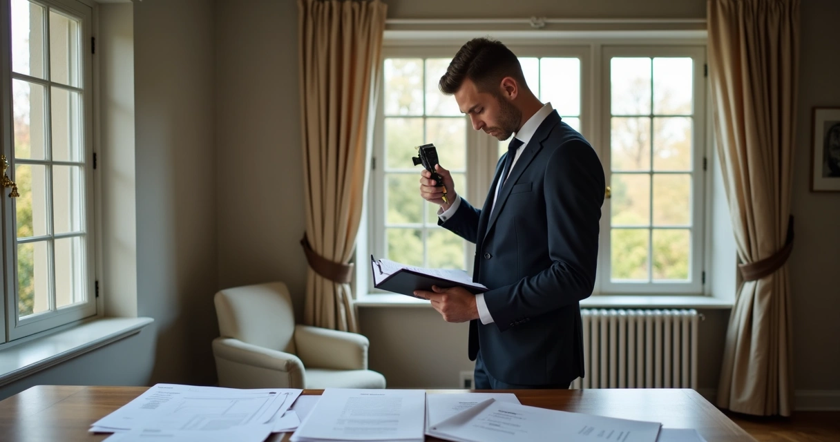 Assistente técnico avaliando um imóvel 