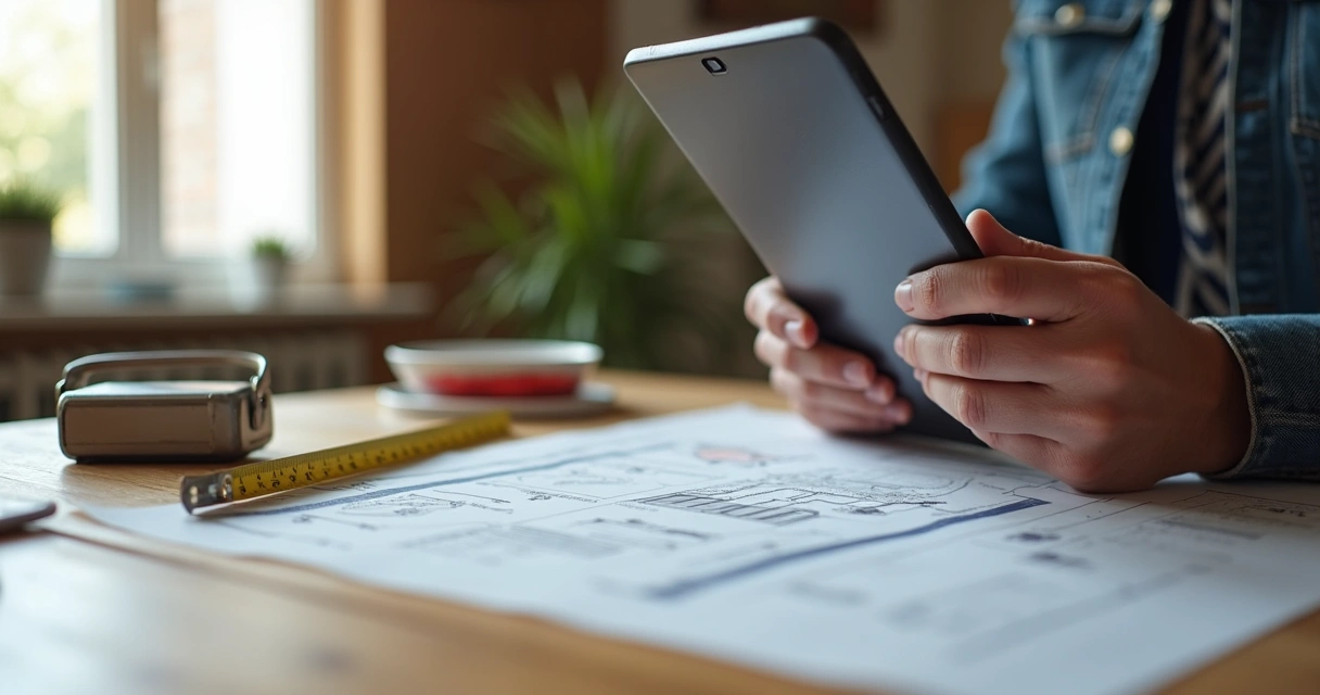 Perito avaliando imóvel com tablet 