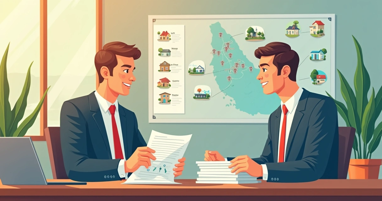 Real estate consultant reviewing documentation of off-market opportunity in Orlando 