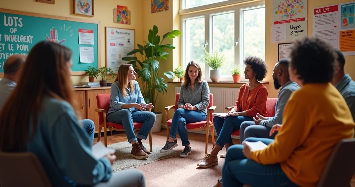 Pessoas participando de uma roda de conversa em ambiente comunitário