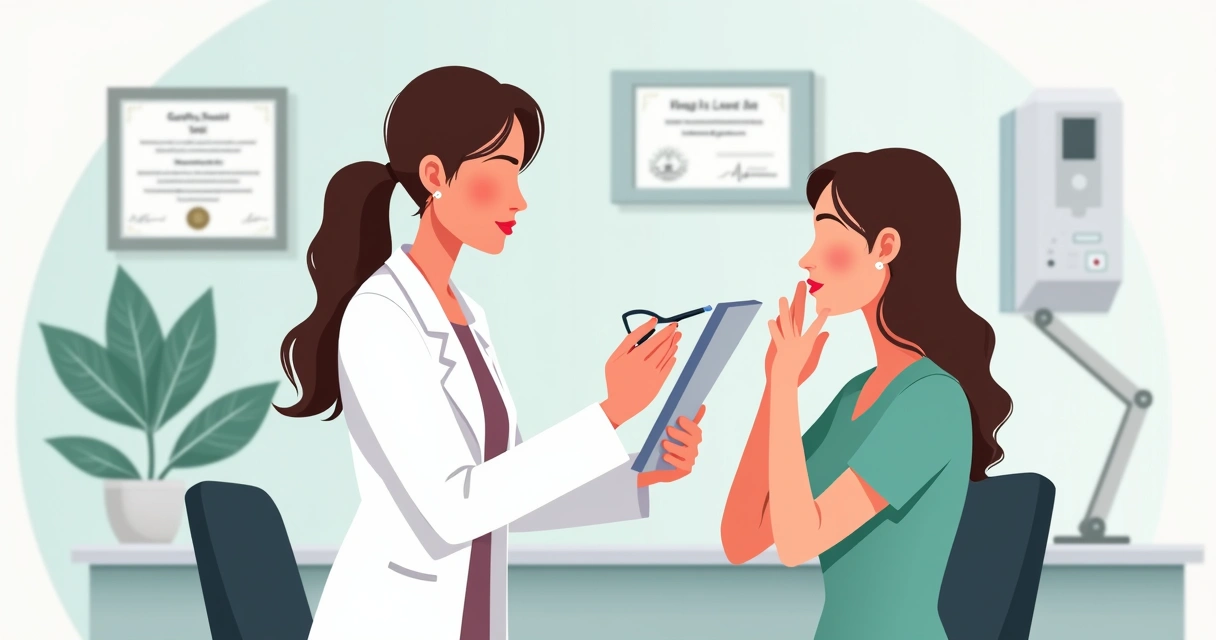 Profissional de estética avaliando paciente em consulta para depilação a laser 