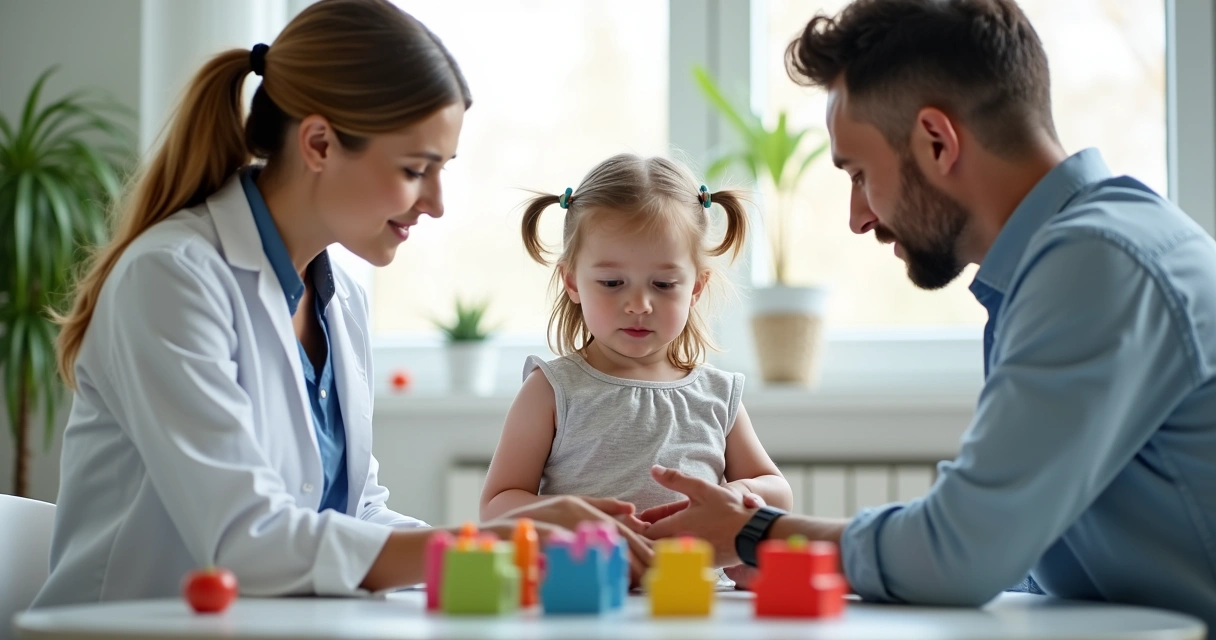 Profissional de saúde fazendo avaliação antropométrica em criança com TEA 