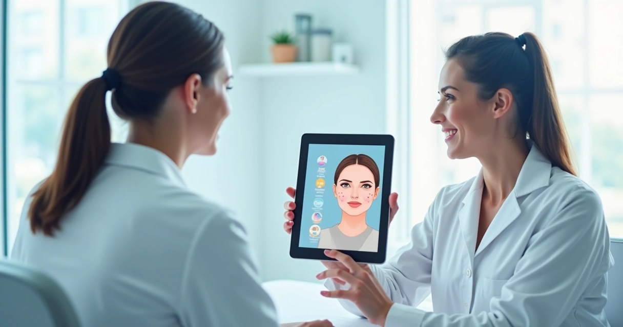 Avaliação profissional da pele facial antes de dermaplaning 