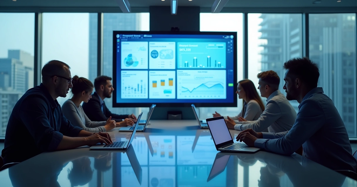 Equipe avaliando a performance de cloud 