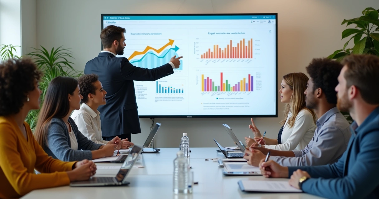 Avaliação em grupo de indicadores humanos em uma equipe, com gráficos 