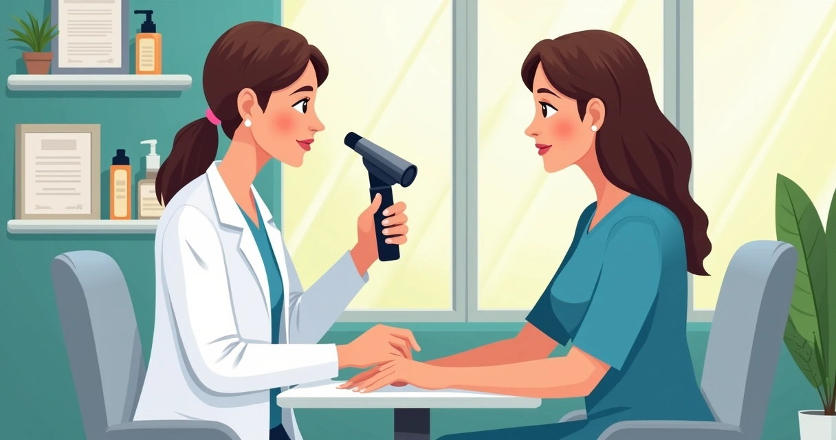 Dermatologista analisando pinta com dermatoscópio 