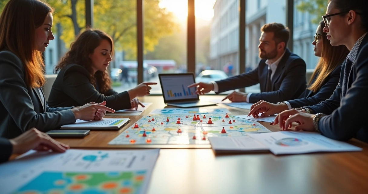 Reunião em prefeitura analisando políticas públicas com foco em impacto humano 