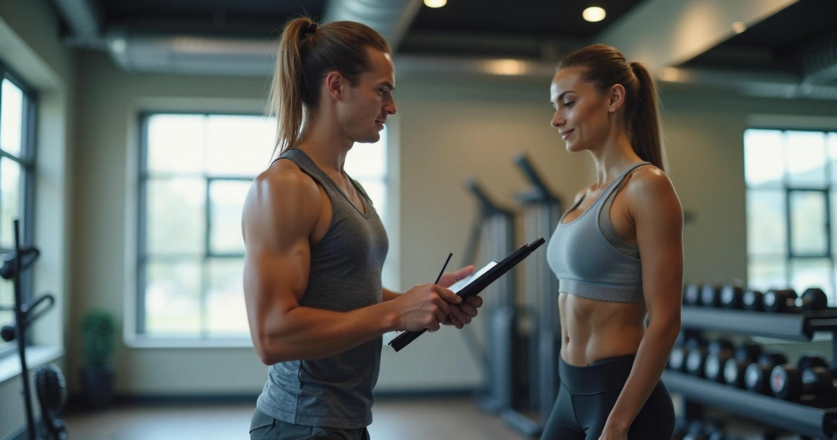 Personal observando postura de aluno durante teste físico 
