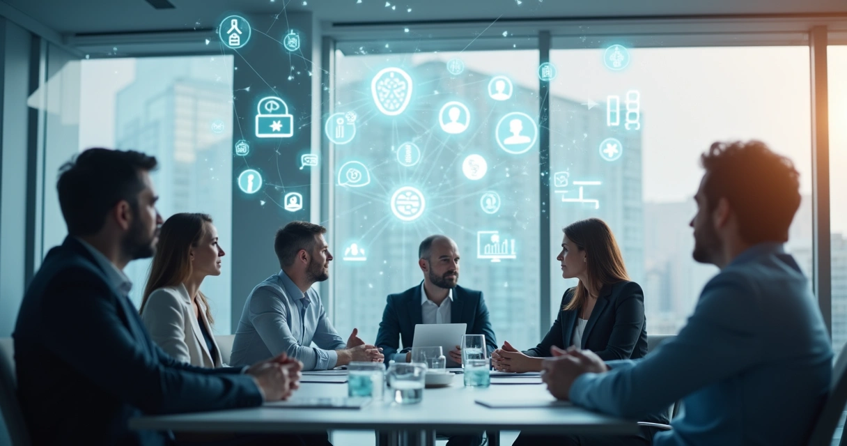 Dirigentes avaliando interações humanas em ambiente de negócios