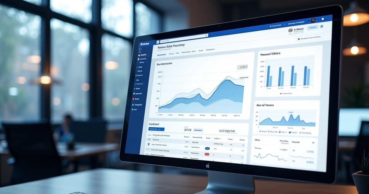 Painel de desempenho do Facebook Ads mostrando gráficos de cliques e vendas 