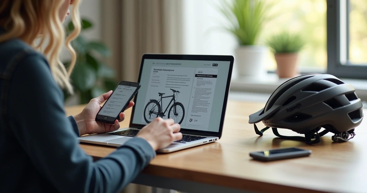 Pessoa comparando apólices de seguro para bicicleta elétrica 