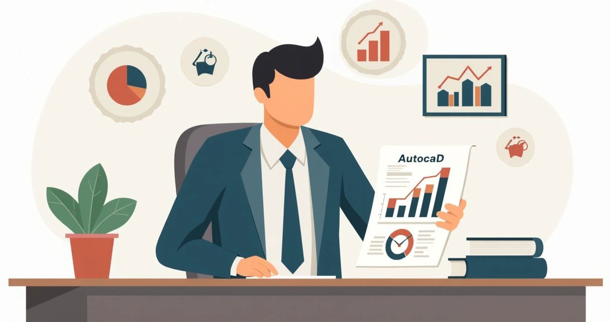 Gestor analisando relatório de resultados do treinamento em Autocad