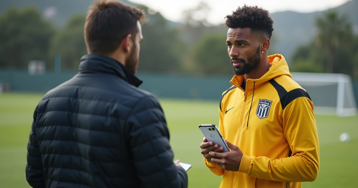 Treinador conversando com jovem atleta em avaliação de desempenho durante treino 