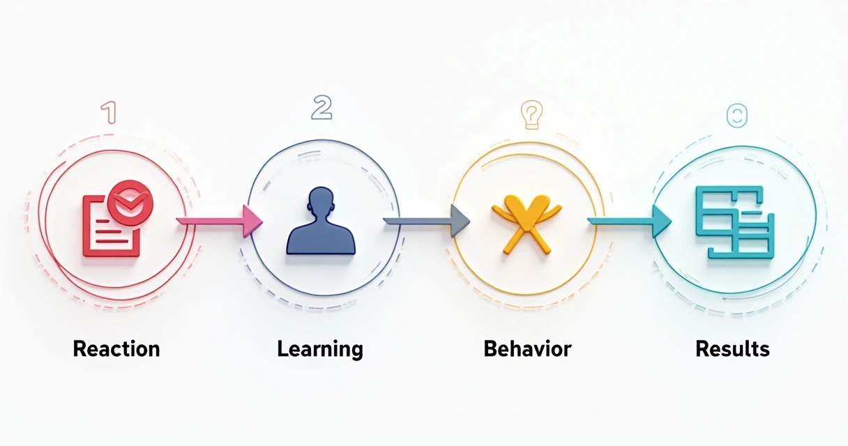 Gráfico colorido mostrando os quatro níveis de avaliação de treinamento 