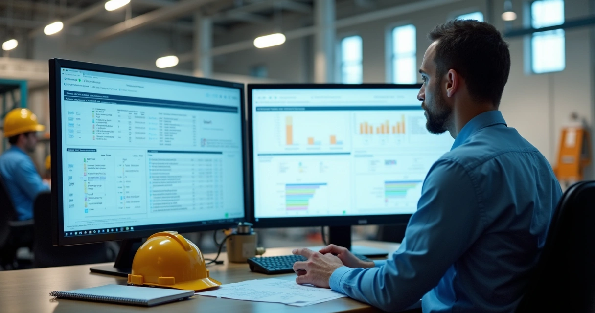 Supervisor acompanhando resultados de avaliações de equipe em tela de computador 