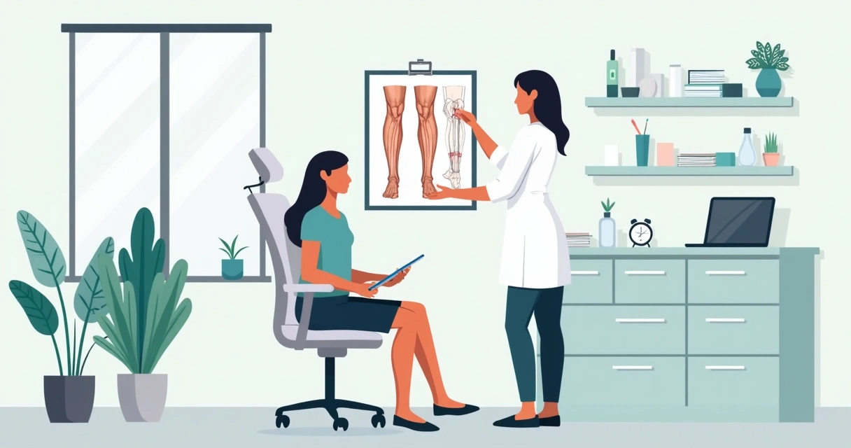 Ilustração de avaliação vascular em clínica estética
