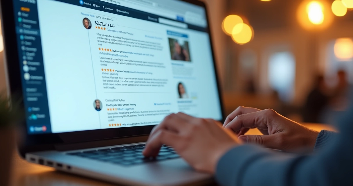 Avaliações de clientes aparecem em uma tela de site de loja online