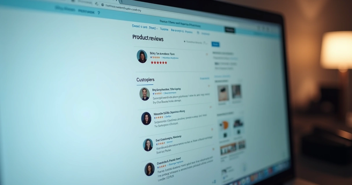 Página de avaliações de clientes em uma loja online de impressoras mostrada na tela 