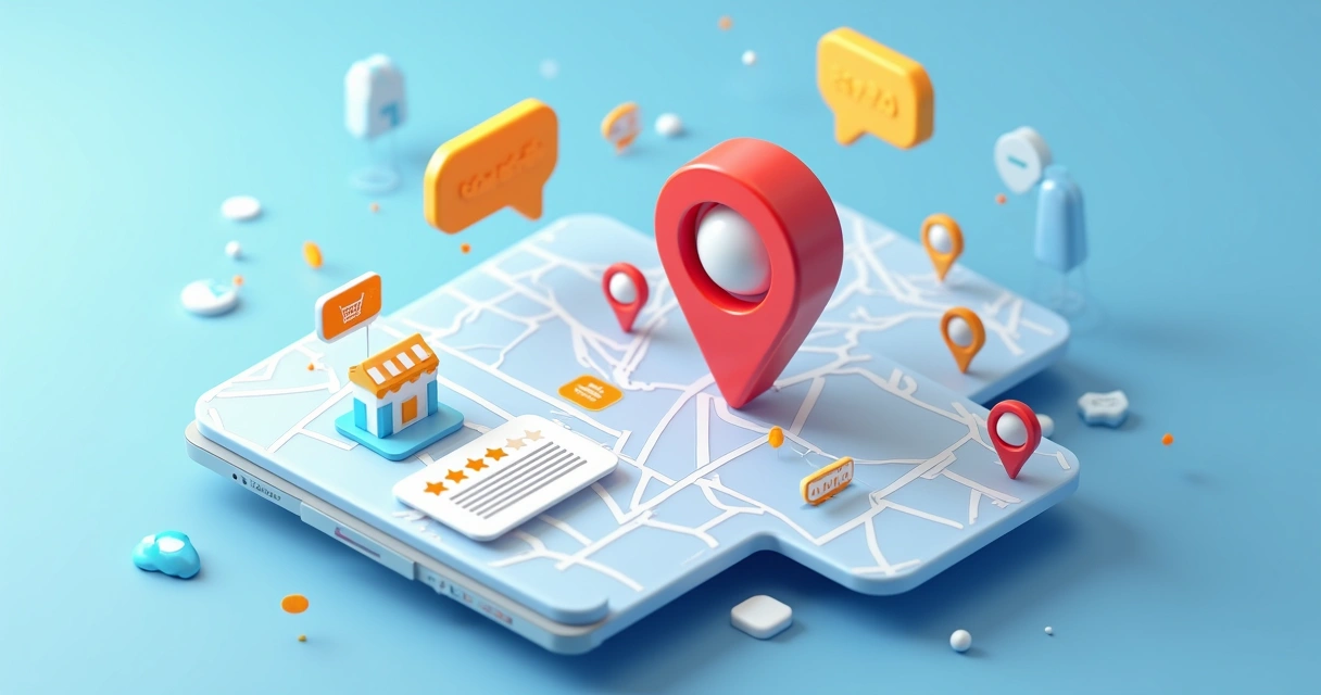 Perfil de delivery no mapa digital com várias avaliações de cinco estrelas 