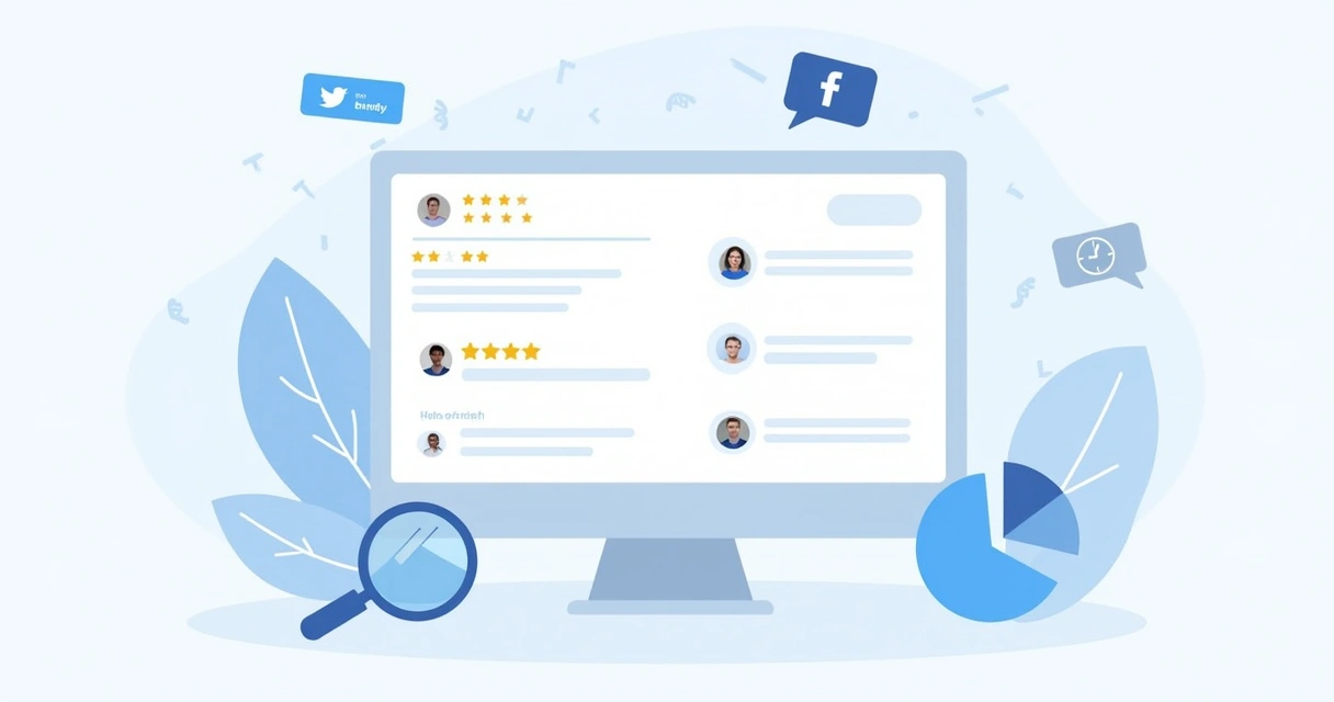 Tela de computador exibindo avaliações de clientes sobre um fornecedor de seguidores, com comentários positivos e negativos.