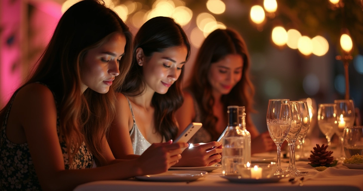 Celulares com avaliações de buffet e mãos de brasileiros 
