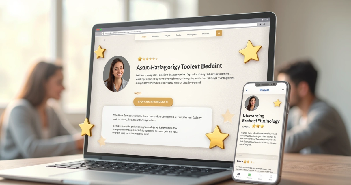 Avaliações e estrelas de pacientes em perfil de clínica de psicologia 