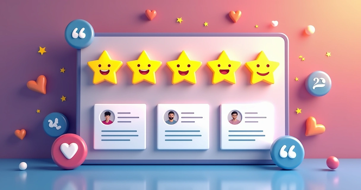 Avaliações positivas destacadas em uma loja online 