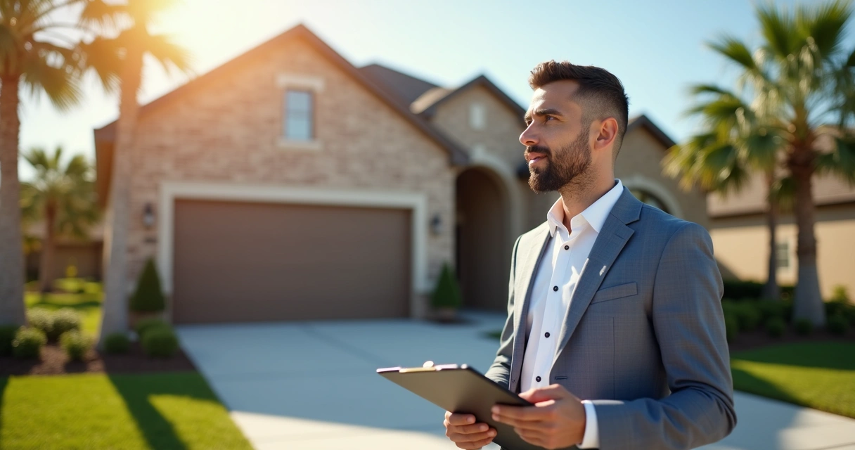 Avaliador imobiliário vistoriando casa na Flórida 