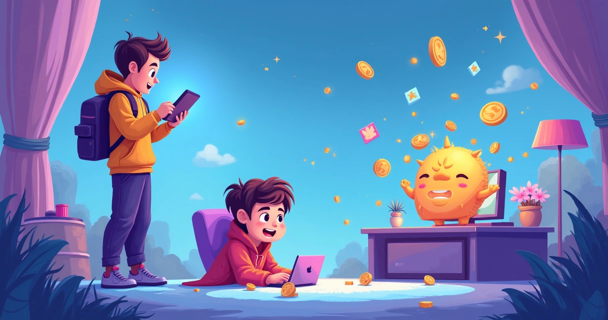 Ilustração colorida mostrando um avatar digital, um copiloto virtual e um assistente de IA interagindo no cotidiano.
