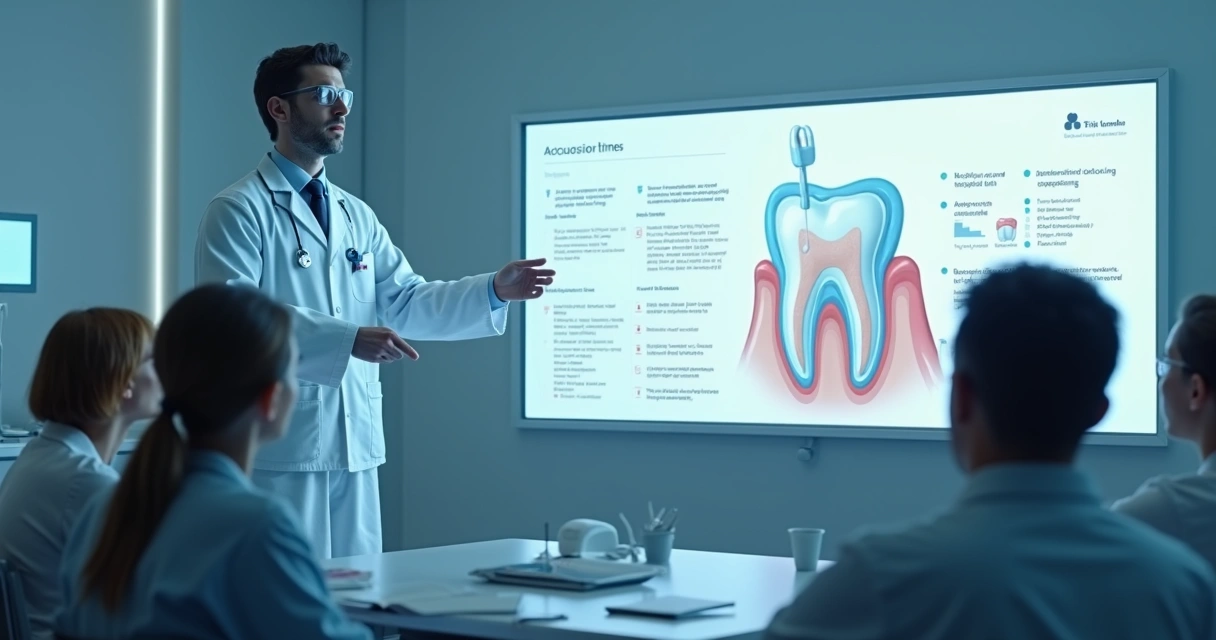 Vídeo educativo de odontologia com avatar digital e explicações visuais 