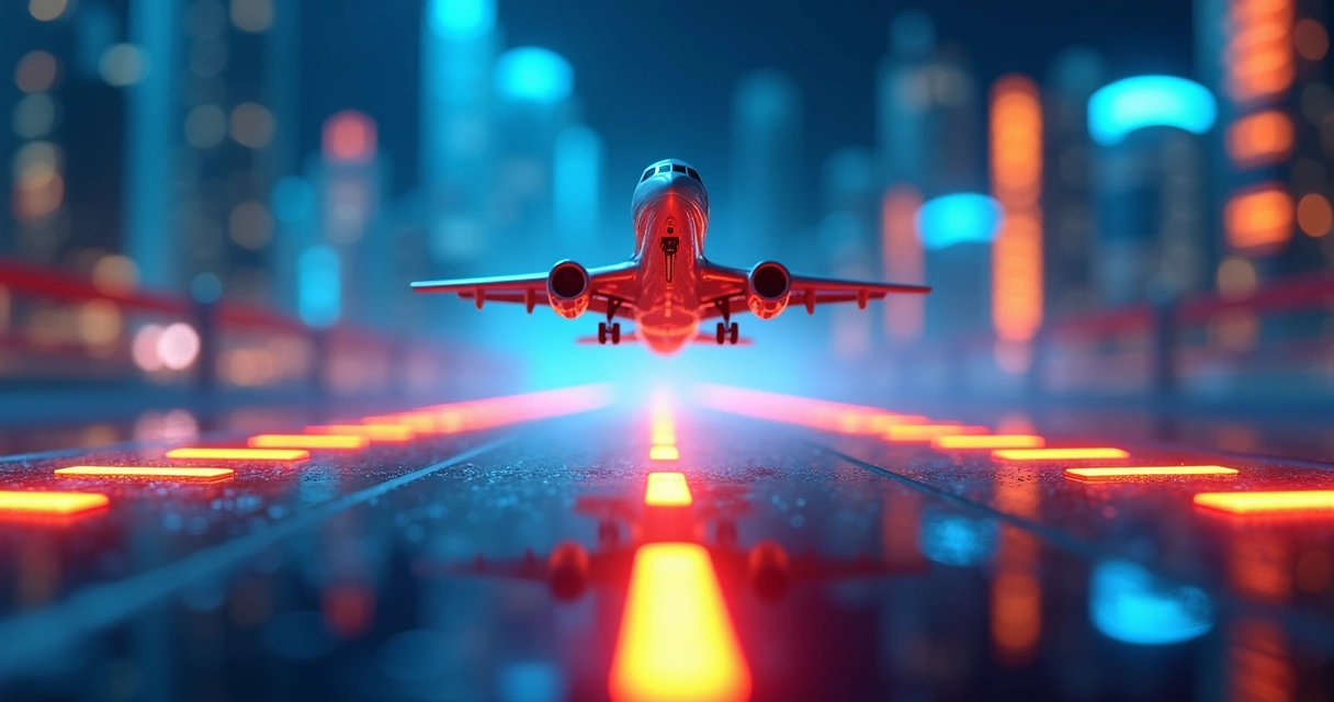 Avião colorido subindo rodeado por gráficos de multiplicadores 