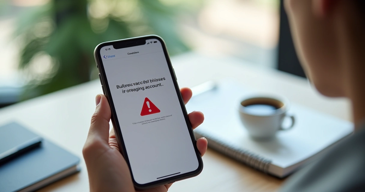 Tela de celular com aviso de bloqueio do WhatsApp Business